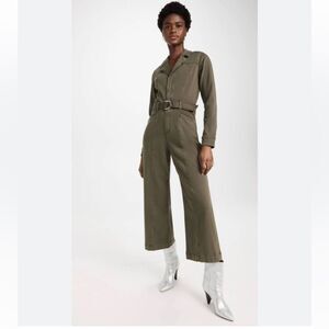 PAIGE Anessa Long Sleeve Jumpsuit in Vintage Brushed Olive NWT